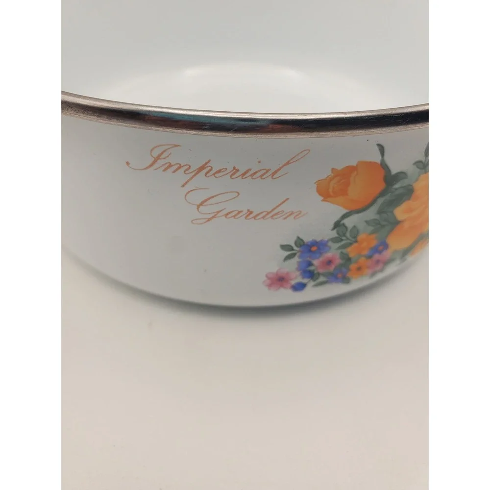 Vintage Imperial Garden Enamelware Floral Mixing Bowl - 6.75